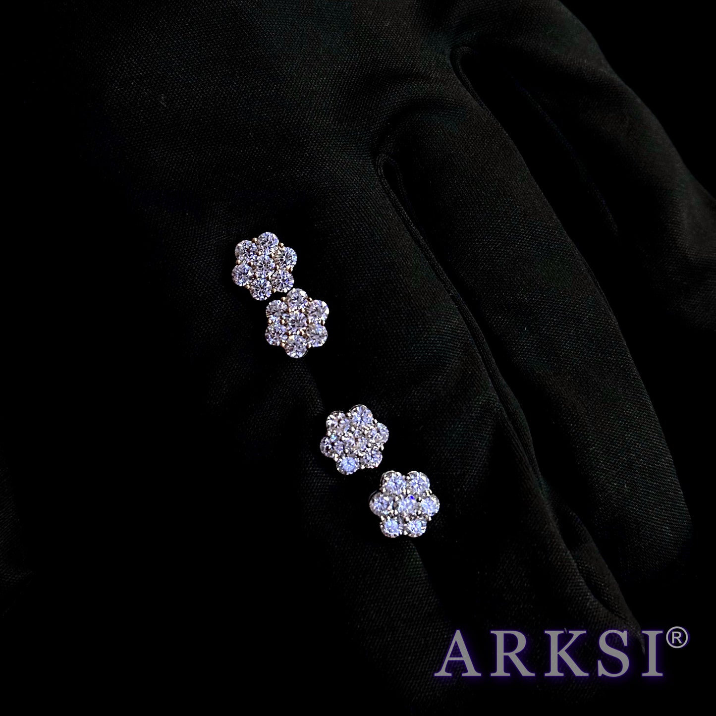 14k CZ cluster studs