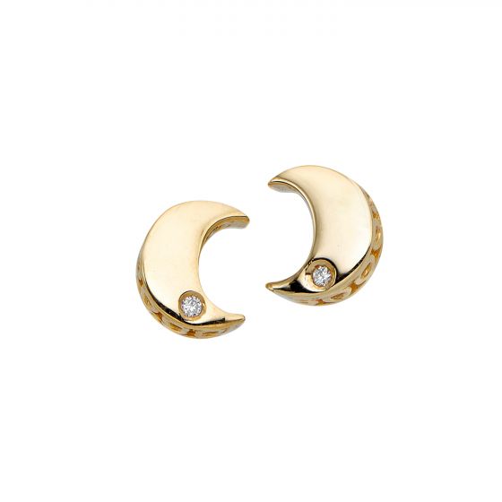 14K Gold Diamond Clover Stud Earring