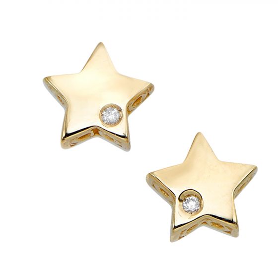 14K Gold Diamond Clover Stud Earring