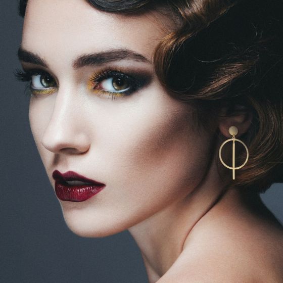 14K Gold Geometric Drop Earrings