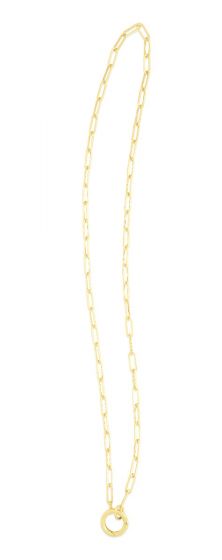 14K Gold 3.2mm Charm Clasp Paperclip Necklace