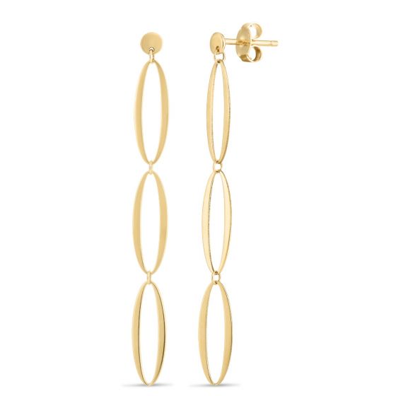 14K Triple Oval Drop Earrings