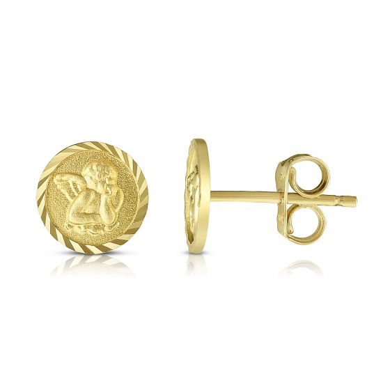 14K Gold Angel Stud Earring