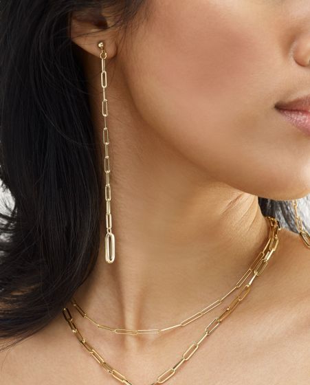 14K Paperclip Shoulder Duster Earring