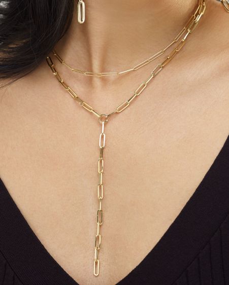 14K Lariat Paperclip Y-Necklace