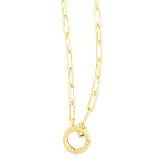 14K Gold 3.2mm Charm Clasp Paperclip Necklace