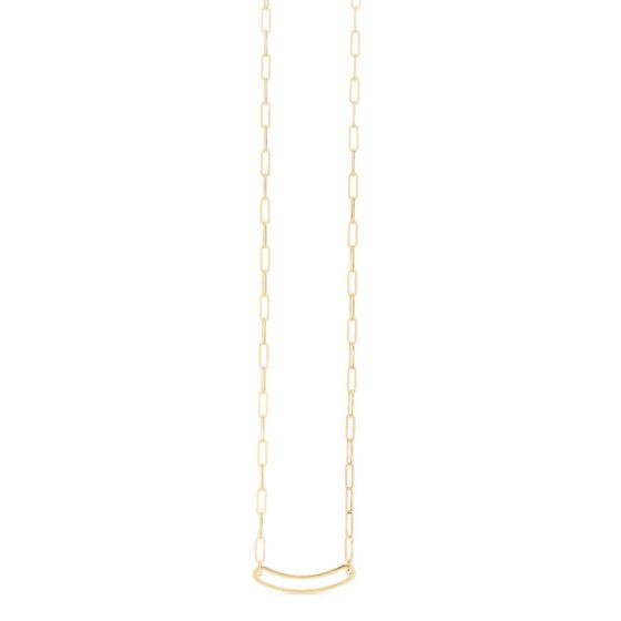 14K Paperclip Curved Open Bar Chain