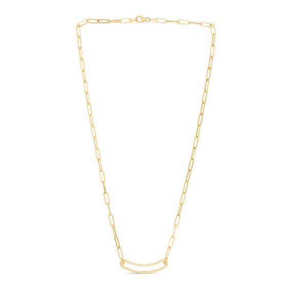 14K Paperclip Curved Open Bar Chain