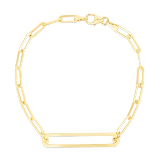 14K Paperclip Curved Open Bar Chain