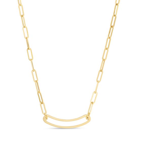 14K Paperclip Curved Open Bar Chain