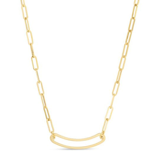 14K Paperclip Curved Open Bar Chain