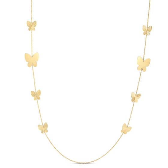 14K Graduated Butterfly Necklace